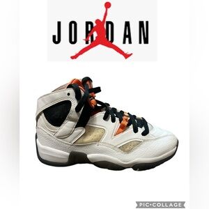 Jordan Kids Sneakers in White, Black, and Orange